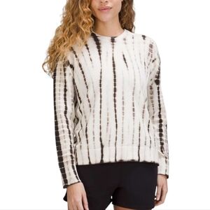 Lululemon Tie Dye Crewneck Sweater Women 8 Cream Brown Cashmere